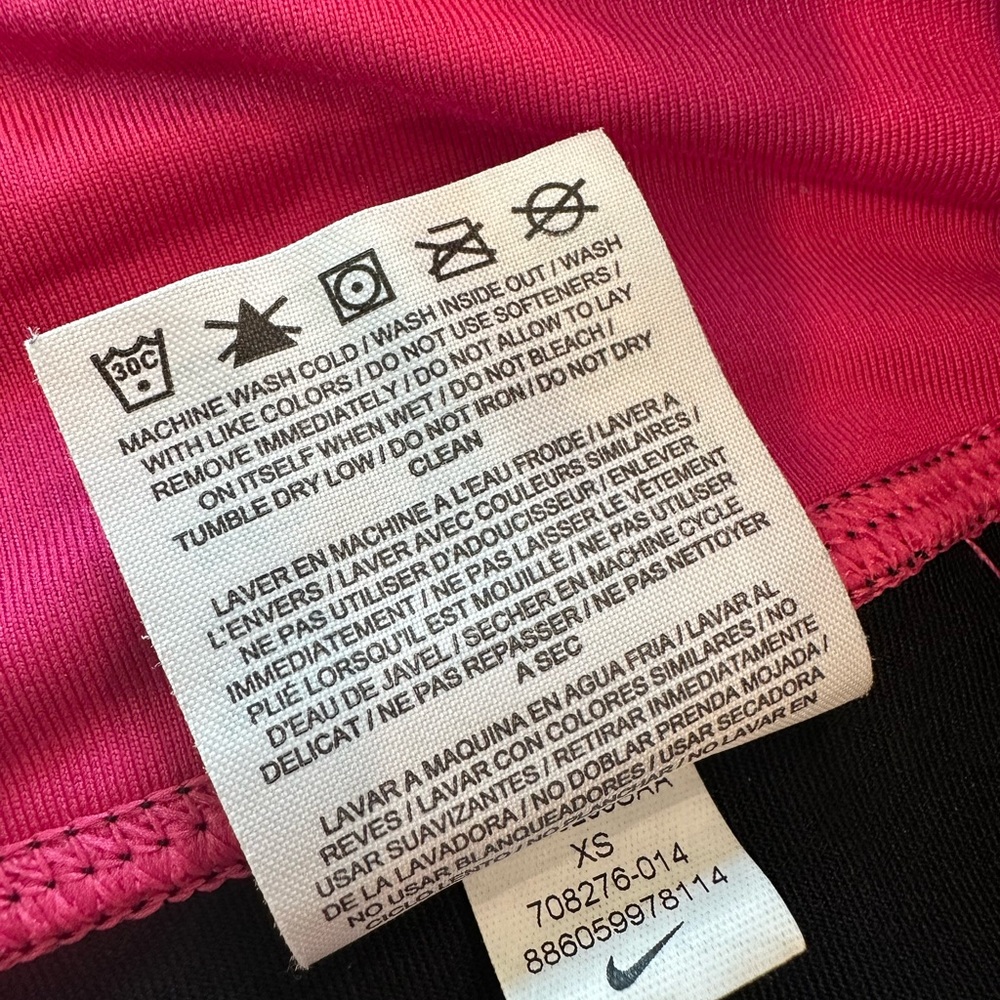 Nike Women’s Black & Pink Dri-Fit Workout Leggings Yoga Pants Size XS - Picture 5 of 6
